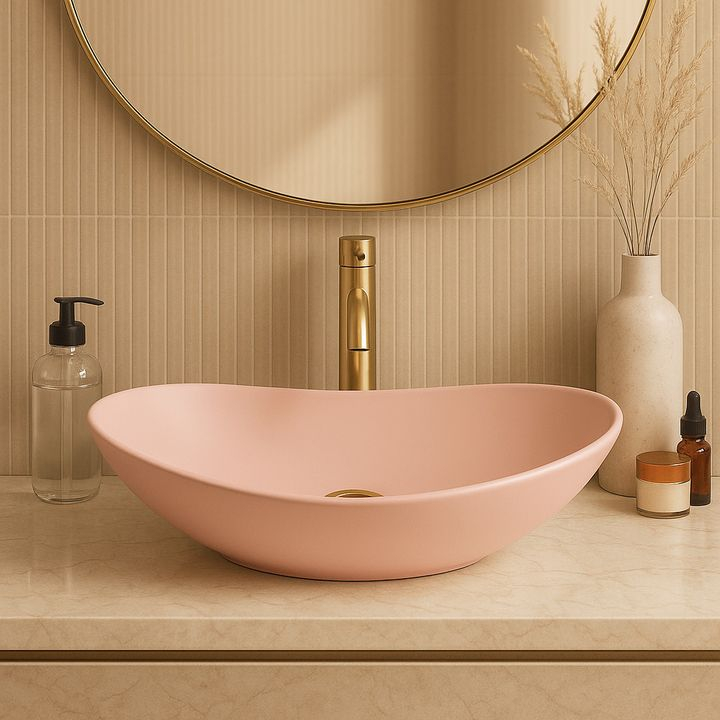 Lavoar pentru blat Rea Royal Powder roz mat [4]