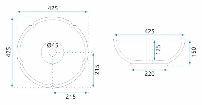 Lavoar pentru blat Sevilla Albastru cu model, Rea [5]