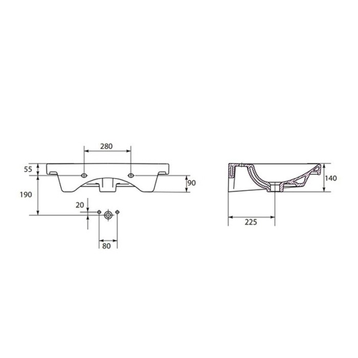 Lavoar pentru mobilier Cersanit, City, 60 cm, alb [6]