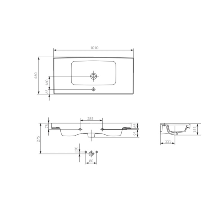 Lavoar pentru mobilier,Cersanit, Crea, 100 cm, alb [2]