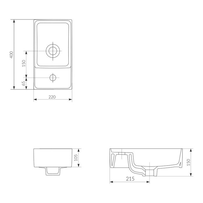 Lavoar pentru mobilier, Cersanit, Crea, dreptunghiular, 40 cm, alb [2]