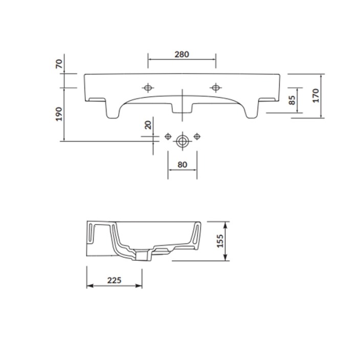 Lavoar pentru mobilier Cersanit, Virgo, 80 cm, alb [4]