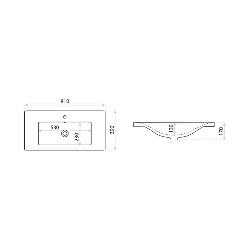Lavoar pentru mobilier Spectrum, Canari, soft, 80 cm, alb [2]