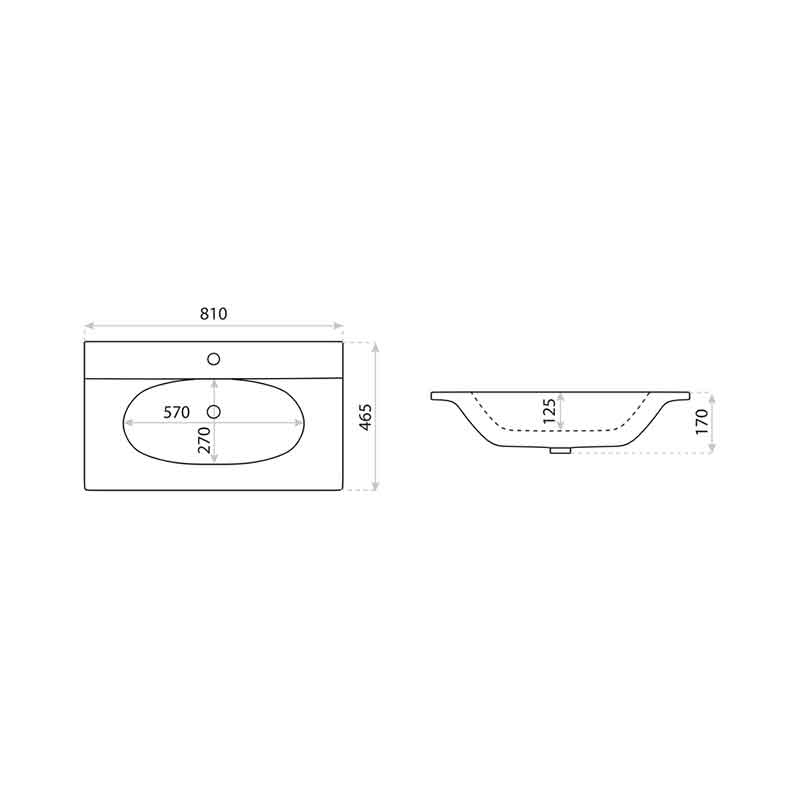 Lavoar pentru mobilier, Spectrum, Carolina, 80 cm, alb [4]