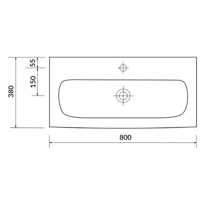 Lavoar slim pentru mobilier, Cersanit, Moduo, 80x38 cm, alb [2]