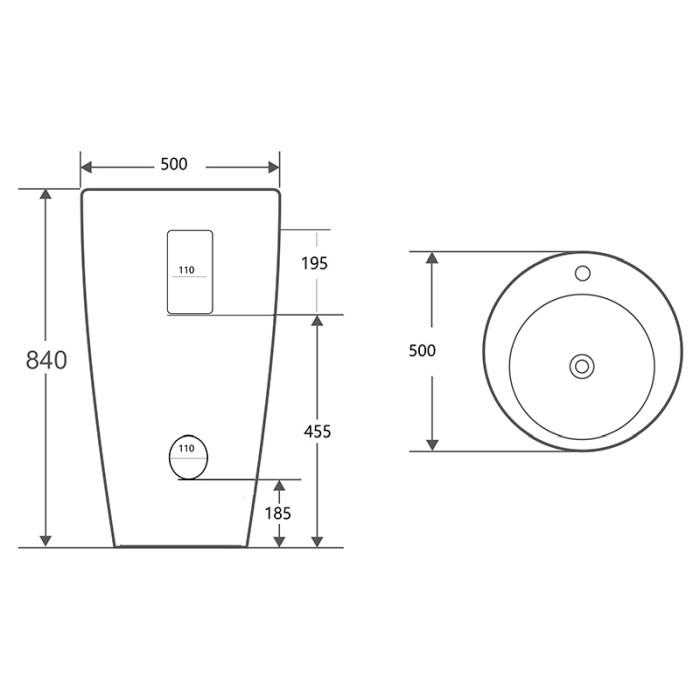 Lavoar stativ, Fluminia, Milady-50, back to wall, rotund, alb [2]