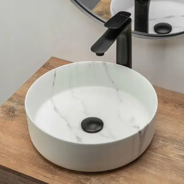 Lavoar stil marmura alb pe blat Rea Sami Marble Matowa 36 cm [2]