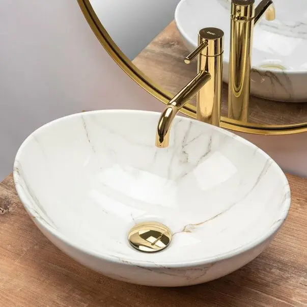 Lavoar stil marmura alb pe blat Rea Sofia Aiax 34.5 cm [3]