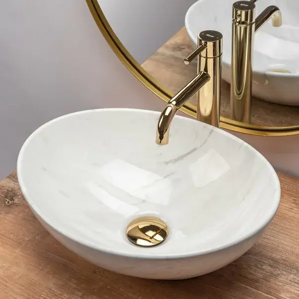 Lavoar stil marmura alb pe blat Rea Sofia Calala 41 cm [3]