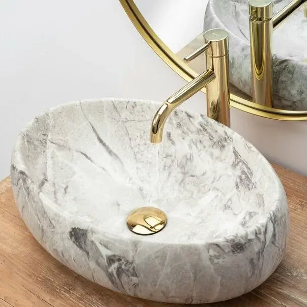 Lavoar stil piatra gri pe blat Rea Linda Stone 48,3 cm [6]