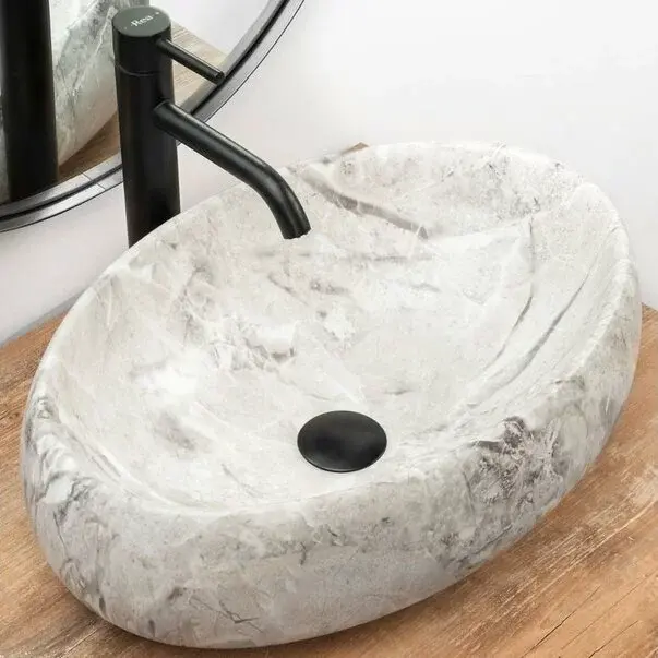 Lavoar stil piatra gri pe blat Rea Linda Stone 48,3 cm [5]