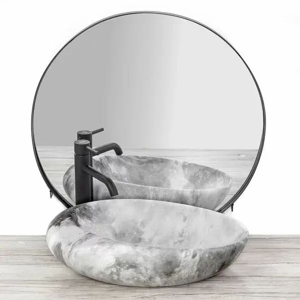 Lavoar stil piatra gri pe blat Rea Roxy Stone Warm Grey 49 cm [3]