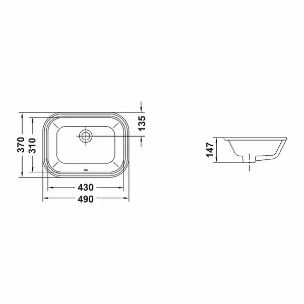 Lavoar sub blat Gala Flex alb lucios 49 cm [2]