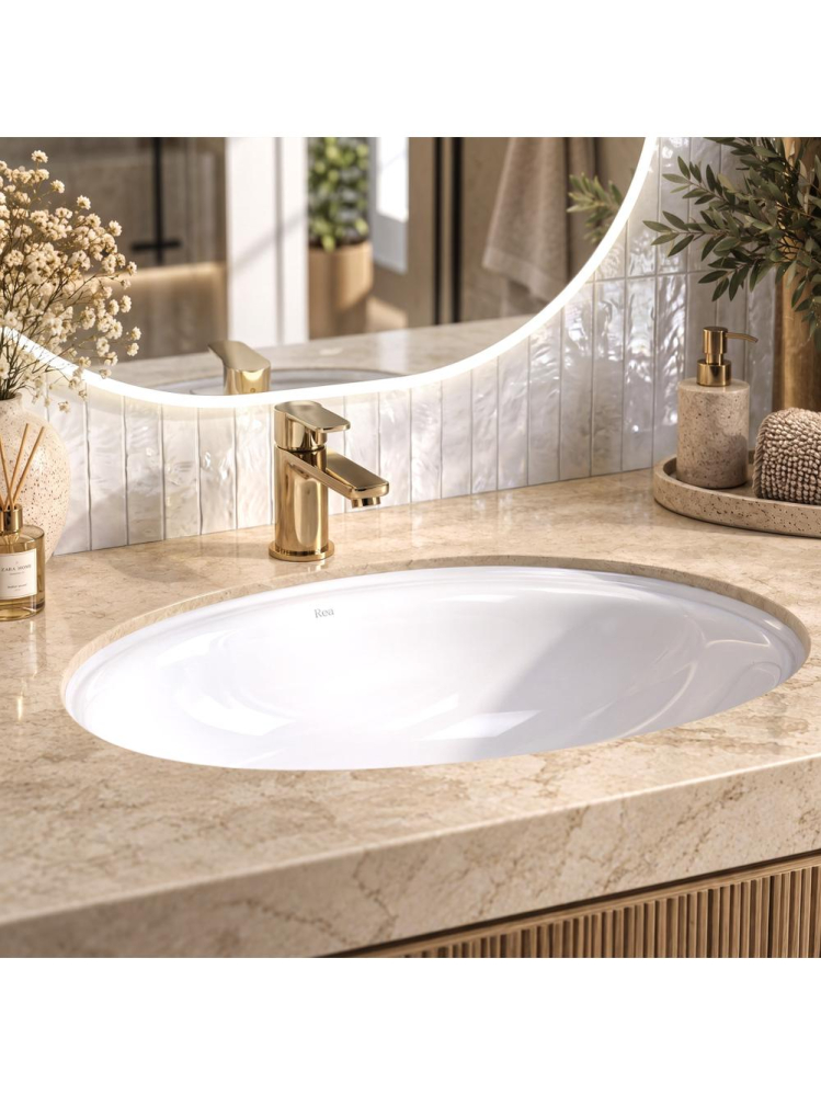 Lavoar sub blat Rea Niva alb lucios oval 595x405x200 mm ceramica sanitara [4]