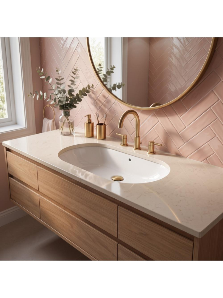 Lavoar sub blat Rea Vena alb lucios oval 635x427x205 mm ceramica sanitara [4]
