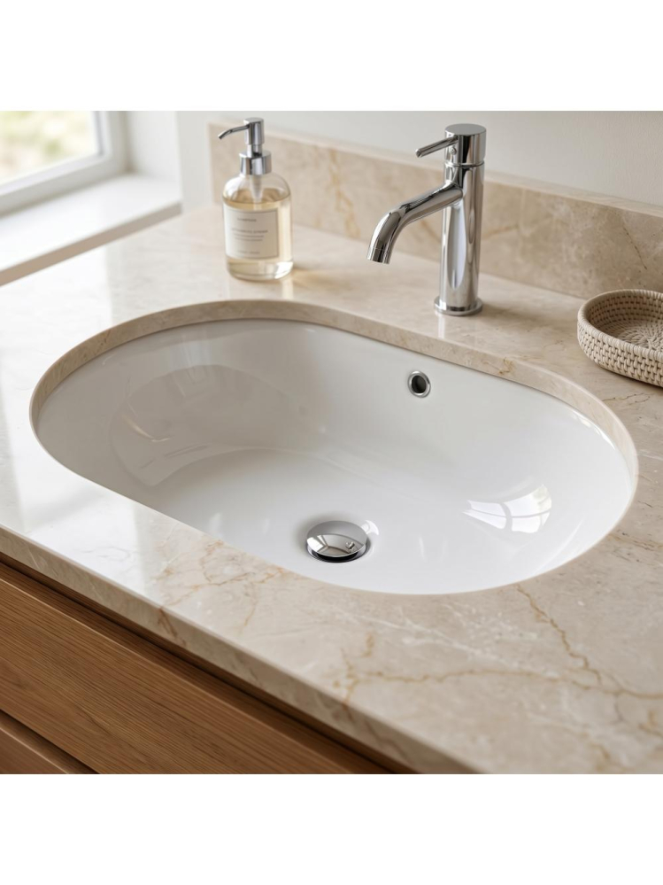Lavoar sub blat Rea Vena alb lucios oval 635x427x205 mm ceramica sanitara [9]