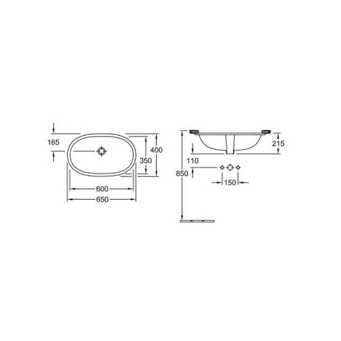 Lavoar sub blat Villeroy & Boch, O. Novo, oval, 60 cm, alb alpin [2]