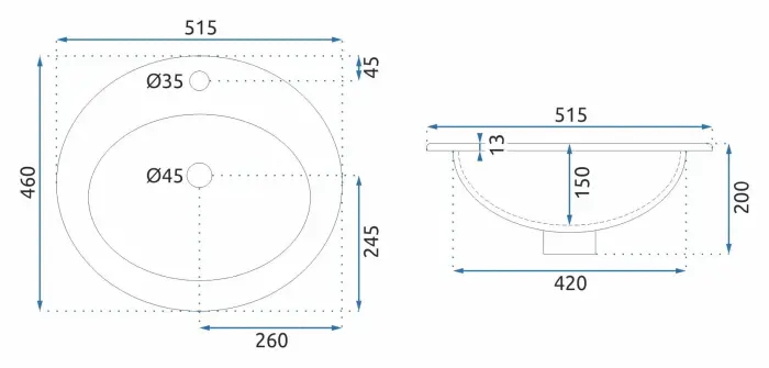Lavoar suspendabil Dalia Alb 51.5cm, Rea [8]