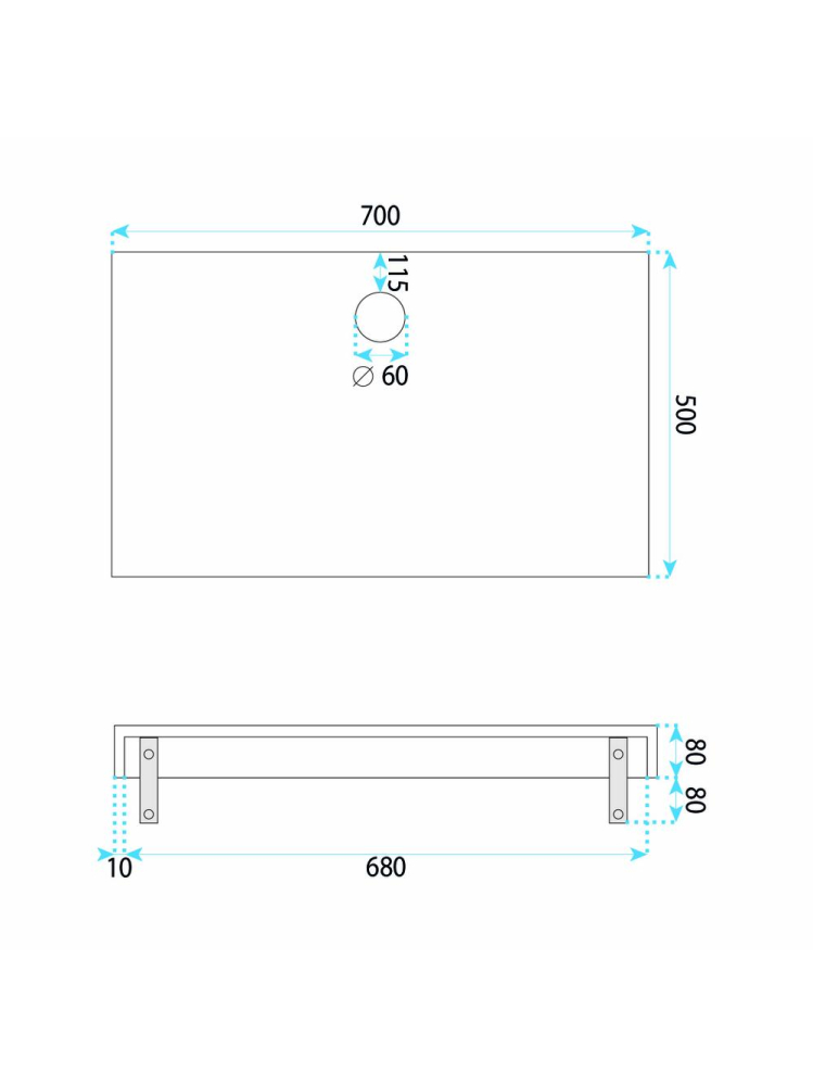 Lavoar suspendat cu raft Rea Apollo Muralto Roma 70 mat gri imitatie piatra 700x500 mm [12]