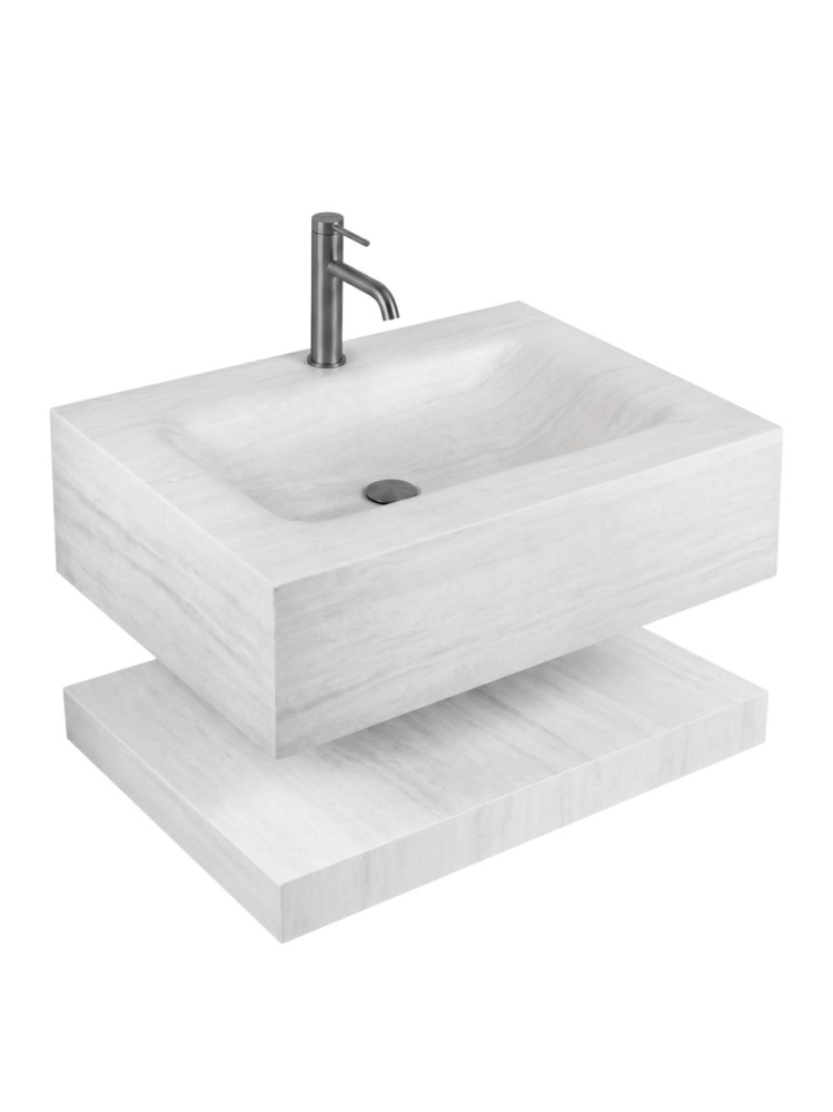 Lavoar suspendat cu raft Rea Apollo Muralto Roma 70 mat gri imitatie piatra 700x500 mm [9]