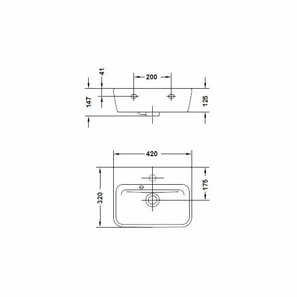 Lavoar suspendat Gala Emma Square alb lucios 42 cm [3]