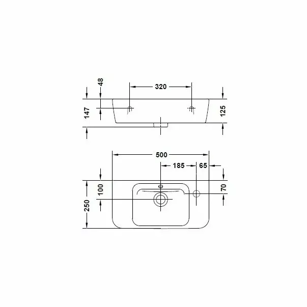 Lavoar suspendat Gala Emma Square alb lucios 50 cm [2]