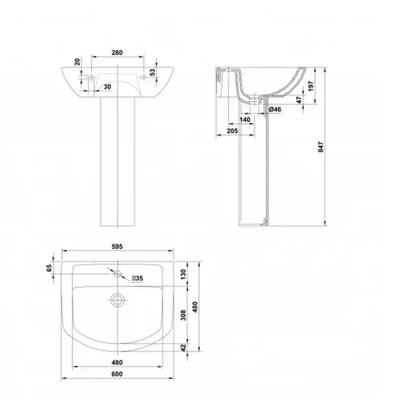 Lavoar suspendat Gala Smart alb 60 cm [3]