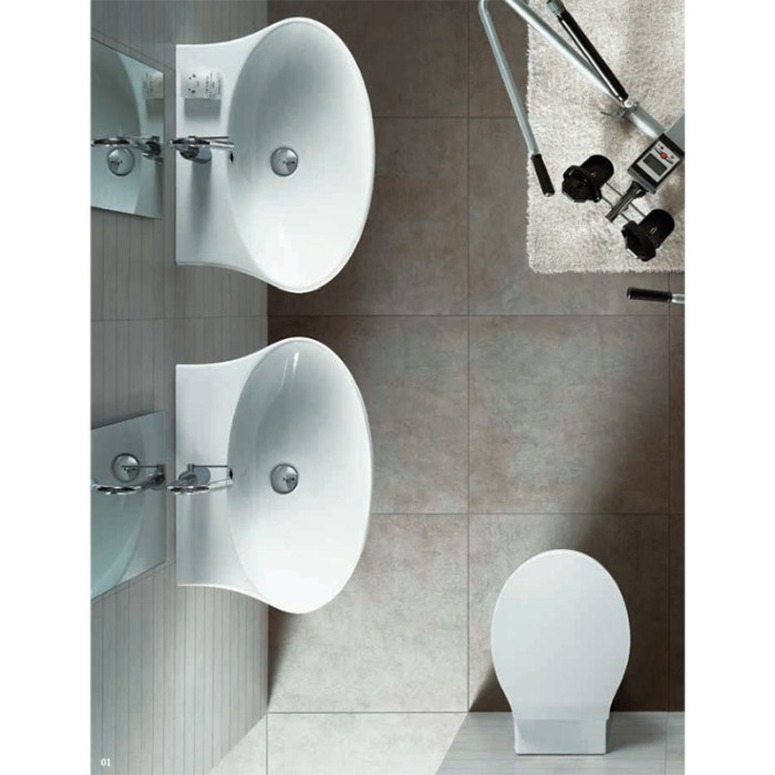 Lavoar suspendat, Hatria, Nido, 56 cm, alb [3]