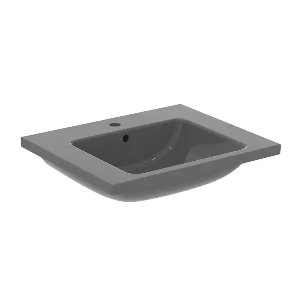 Lavoar suspendat Ideal Standard i.life B gri lucios 61 cm cu orificiu baterie si preaplin [2]