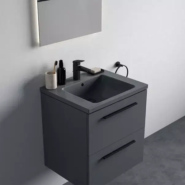 Lavoar suspendat Ideal Standard i.life B gri lucios 61 cm cu orificiu baterie si preaplin [1]