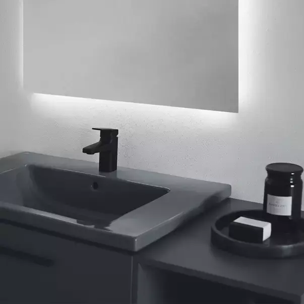 Lavoar suspendat Ideal Standard i.life B gri lucios 81 cm cu orificiu baterie si preaplin [4]
