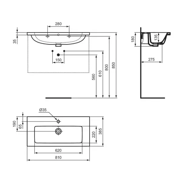Lavoar suspendat Ideal Standard i.life S alb lucios 81 cm [12]