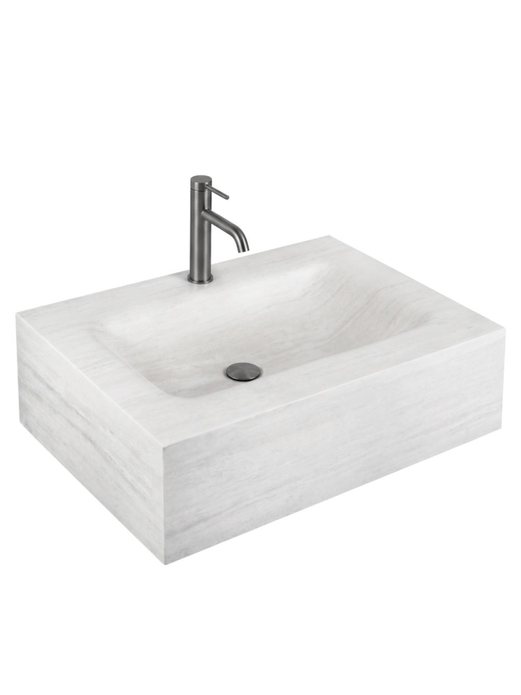 Lavoar suspendat REA Apollo Muralto Roma 70 compozit cuarț mat gri imitație piatră 700x500 mm [9]