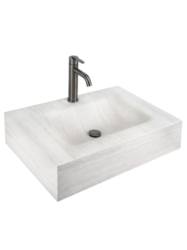 Lavoar suspendat REA Apollo Muralto Roma 80 compozit cuartz mat gri imitatie piatra 800x500 mm [9]