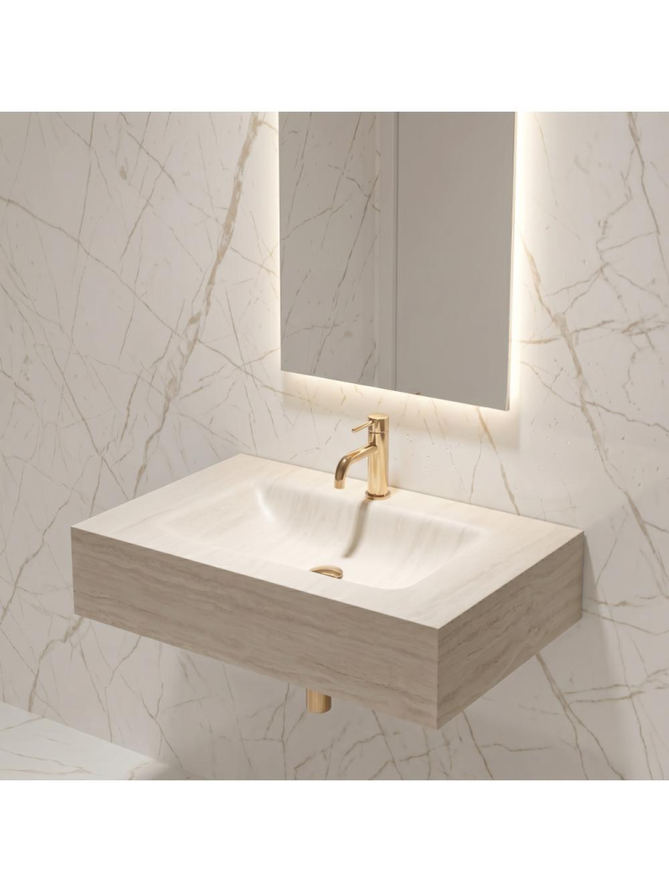 Lavoar suspendat REA Apollo Muralto Roma 80 compozit cuartz mat gri imitatie piatra 800x500 mm [4]