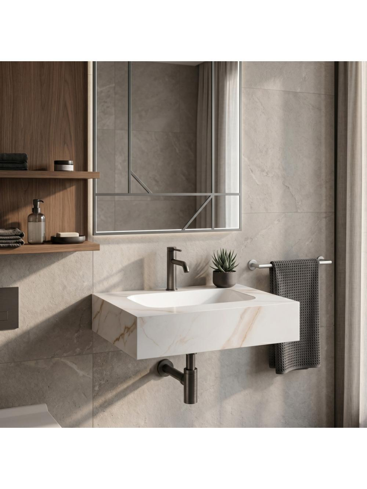 Lavoar suspendat REA Aresa gri auriu 600x500 mm ceramica cuart lucios [8]