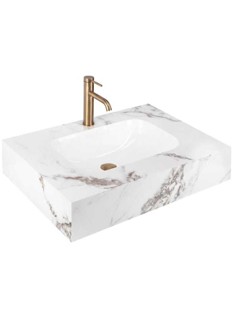 Lavoar suspendat REA Aresa Cold Jade 70x50 cm ceramica cuart lucios imitatie piatra [11]
