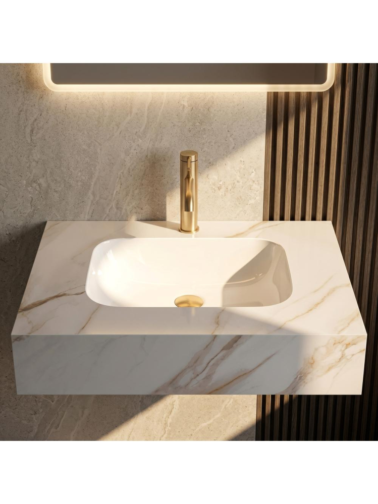 Lavoar suspendat REA Aresa gri auriu 700x500 mm ceramica cuart finisaj lucios [3]