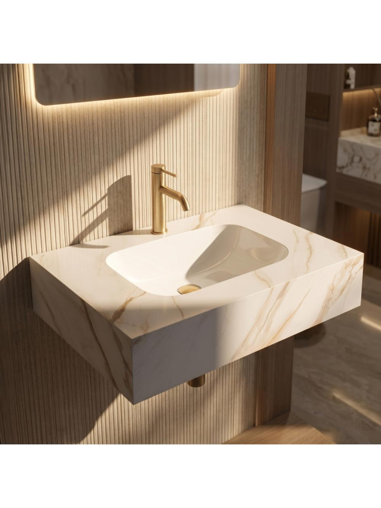 Lavoar suspendat REA Aresa gri auriu 700x500 mm ceramica cuart finisaj lucios [6]