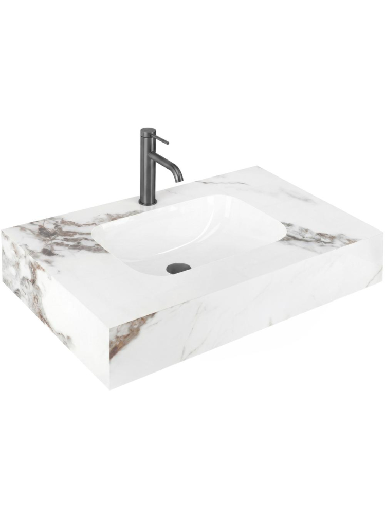 Lavoar suspendat REA Aresa Cold Jade 80 cm ceramica compozit cuart finisaj lucios imitatie piatra [11]