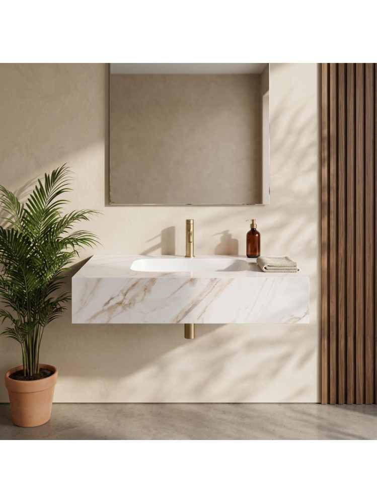 Lavoar suspendat REA Aresa gri auriu 800x500 mm ceramica cuart finisaj lucios [4]