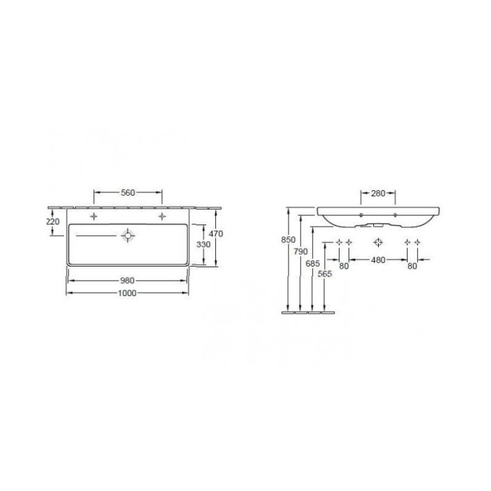 Lavoar Villeroy & Boch, Avento, 100 cm, dreptunghiular, alb alpin [2]