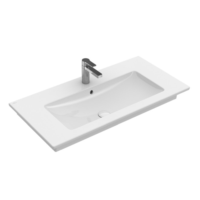 Lavoar Villeroy & Boch, Venticello, dreptunghiular, 100 cm, cu orificu baterie si preaplin, alb alpin [1]