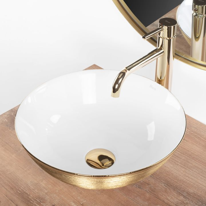 Lavoarul REA STELLA auriu periat / alb [8]