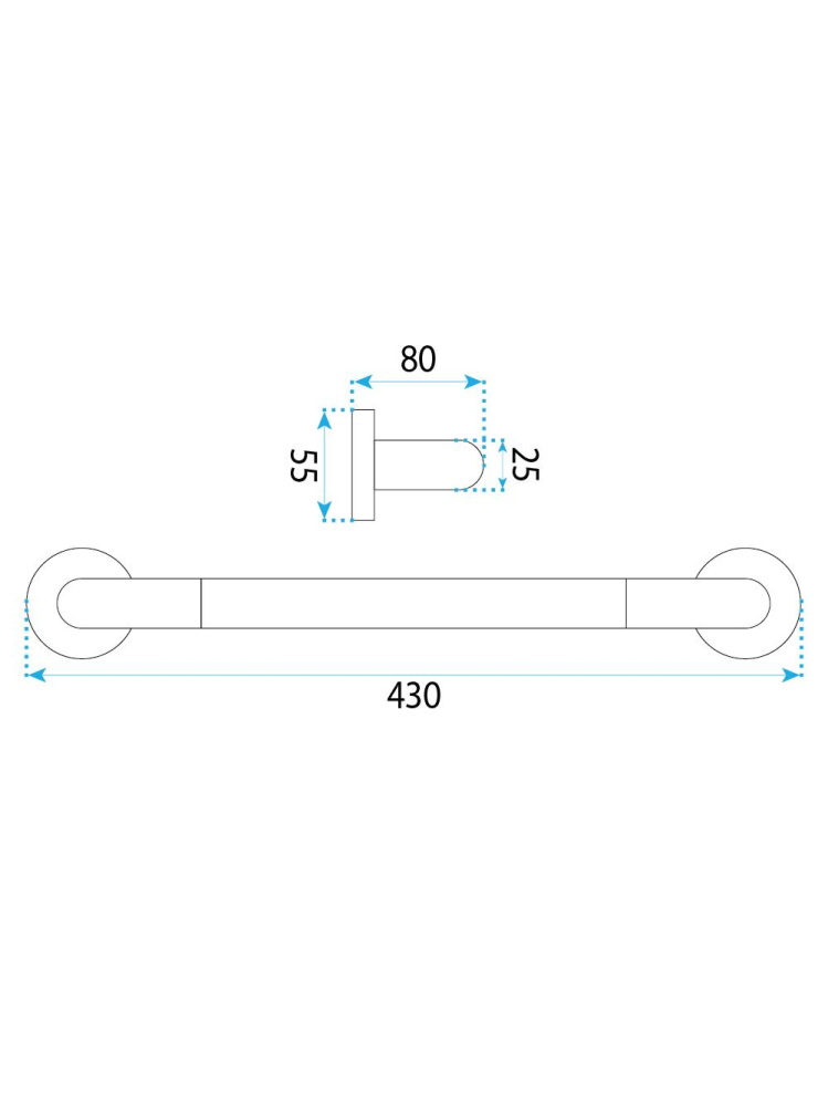 Maner de baie anti-alunecare 104 crom inox 430mm montaj suruburi [9]