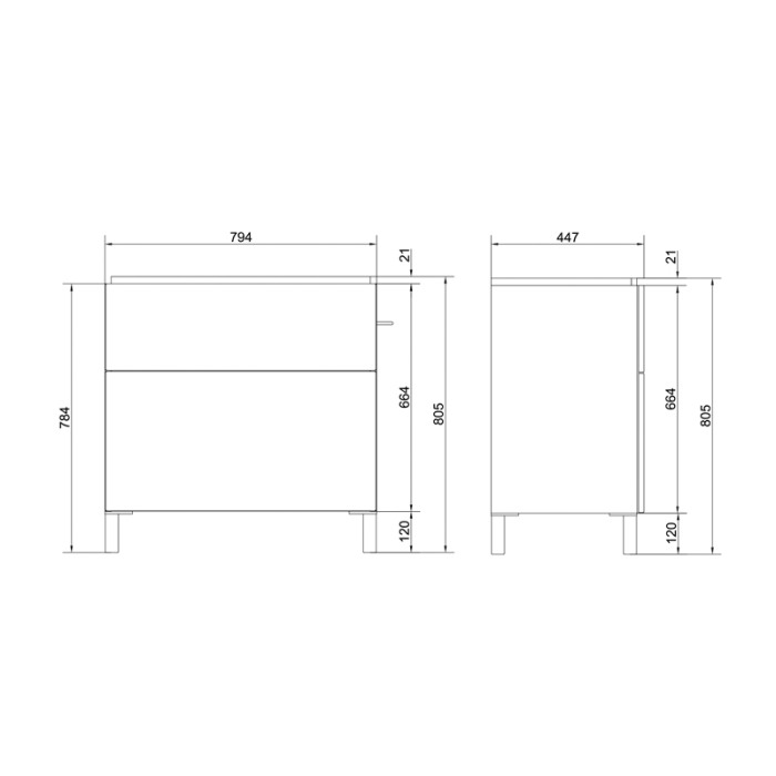 Mobilier Cersanit, Smart, pentru lavoar Smart, cu doua sertare, 80 cm, alb [2]