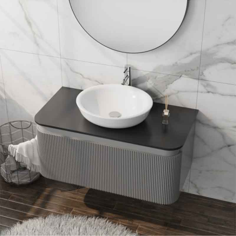 Mobilier pentru lavoar, Spectrum, Milena 100, riflat, gri mat [2]