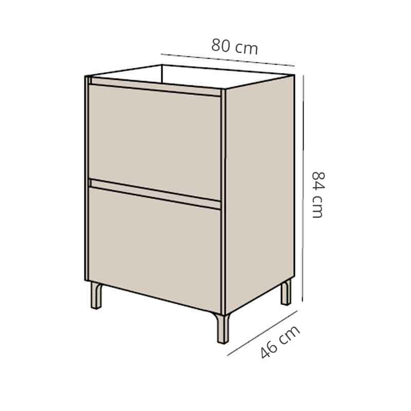 Mobilier stativ pentru lavoar, Fluminia, Lizi, riflat, 80 cm, alb lucios [3]