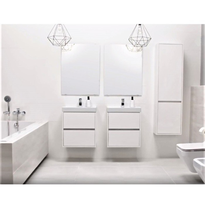 Mobilier suspendat Cersanit, Crea, cu doua sertare, 50 cm, alb [5]