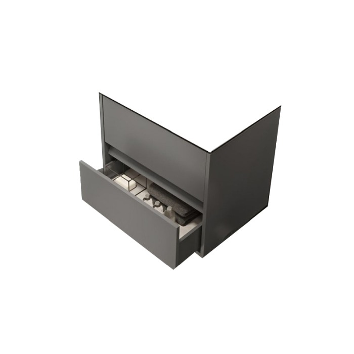 Mobilier suspendat Cersanit, Crea, cu doua sertare, 50 cm, gri [4]